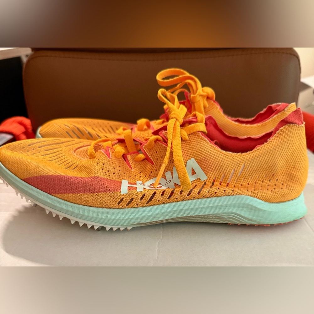 Hoka Cielo x LD Track & Field Spikes Shoes Cleat Orange sz M8.5/W10 Turf Running